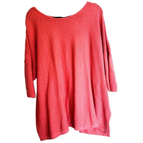 Pure Jill Tunic Top Sz XL Melon Orange Cotton Linen Blend Cozycore Office Wear - Picture 1 of 4
